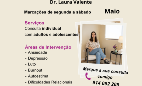 Novo Serviço – Consultas de Psicologia Clinica  – Dr Laura Valente